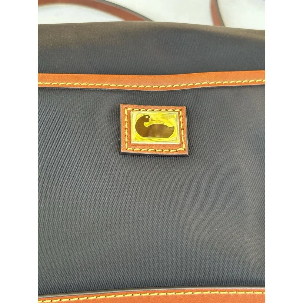 Vintage Dooney & Bourke Black Nylon Brown Leather Crossbody Shoulder Bag